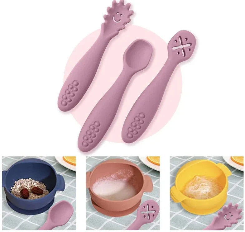 Set of 3 Infant Silicone Feeding Spoons