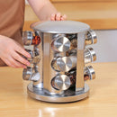 Rotating Stainless Steel Spice Rack with 12 Jars