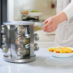 Rotating Stainless Steel Spice Rack with 12 Jars
