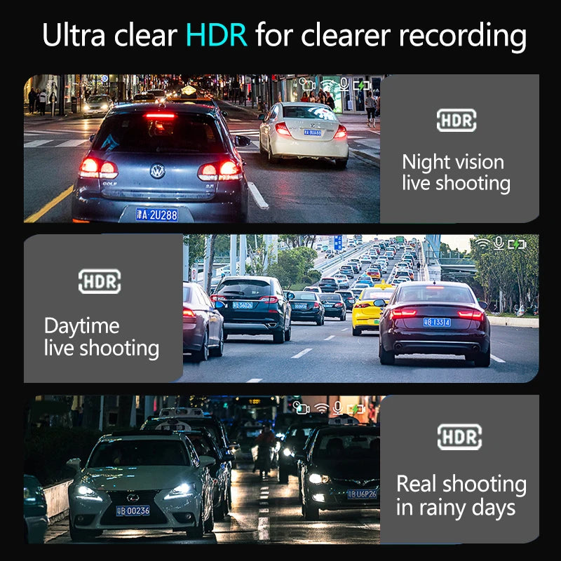 Touch screen rearview mirror with security camera.