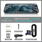 Touch screen rearview mirror with security camera.
