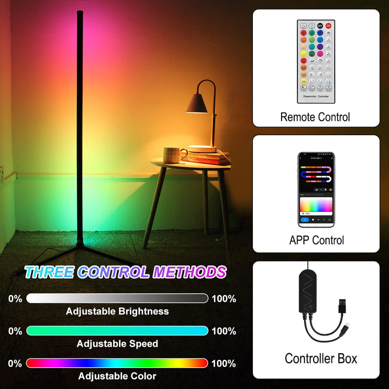 Corner lamp with light control and music sensor. (160cm).