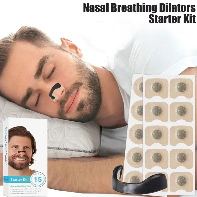 Nasal magnetic strip anti-snoring and improves airflow in the nostrils.