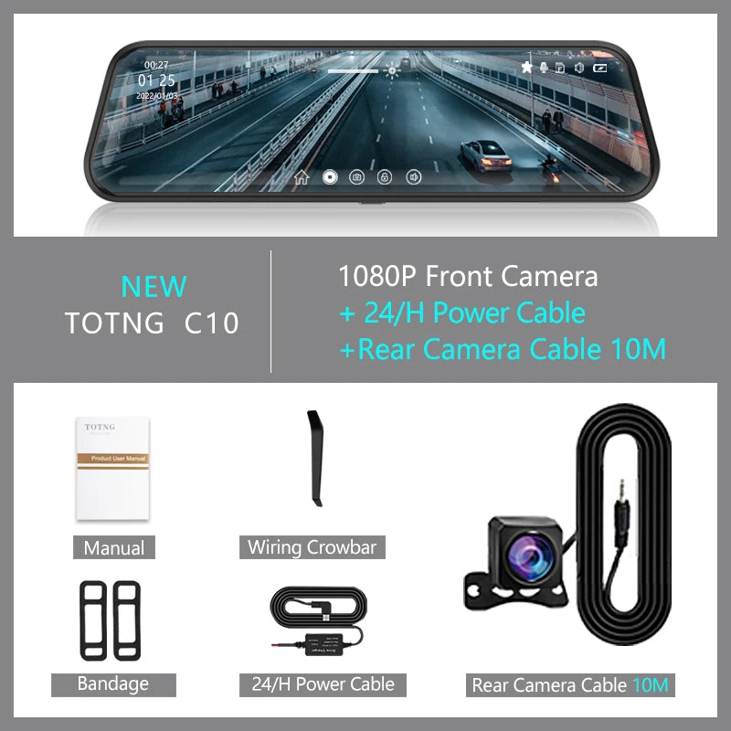 Touch screen rearview mirror with security camera.