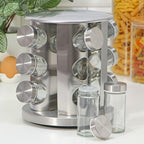 Rotating Stainless Steel Spice Rack with 12 Jars
